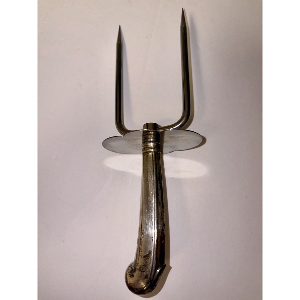 Vintage Two-Tine Carving Meat Fork Sterling Silver Handle